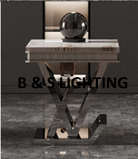 ET2000C 20 X 20 X 21.2  - SILVER STAINLESS STEEL + MARBLE END TABLE - 210000007513