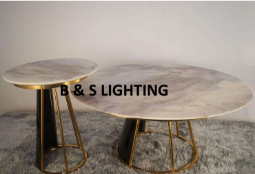 ET2007G 20 X 21  BLACK/GOLD IRON + MARBLE END TABLE - 210000007521