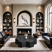 Eternal Oak Wood 7pc. Modular Coffee Table in Black - 262-CT-7PC