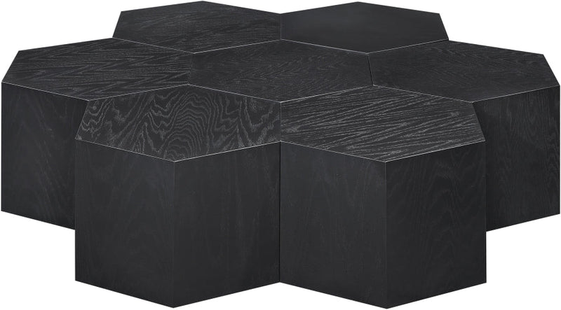 Eternal Oak Wood 7pc. Modular Coffee Table in Black - 262-CT-7PC