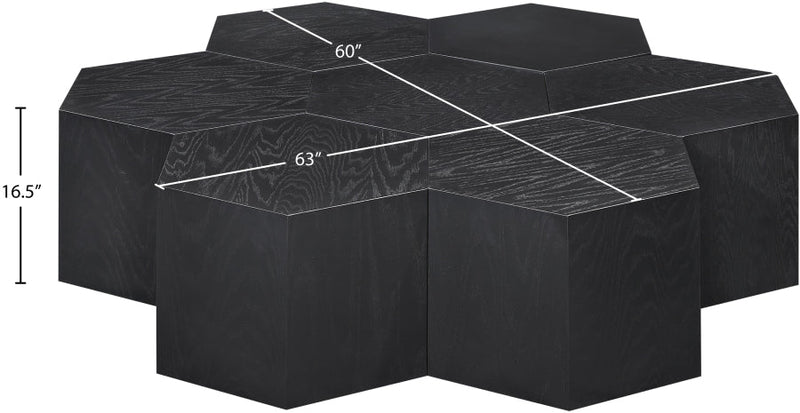 Eternal Oak Wood 7pc. Modular Coffee Table in Black - 262-CT-7PC