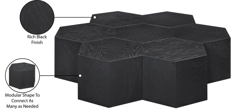 Eternal Oak Wood 7pc. Modular Coffee Table in Black - 262-CT-7PC