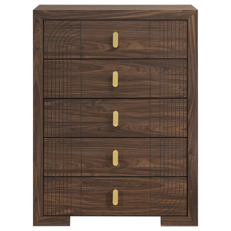 Etienne 5-drawer Bedroom Chest of Drawers Walnut - 225125