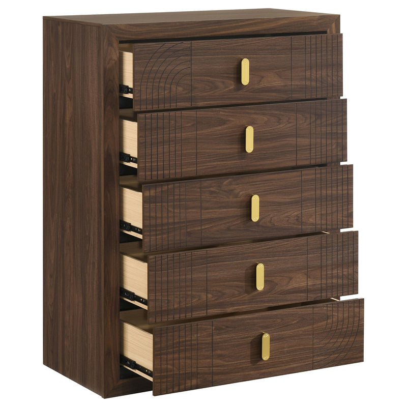 Etienne 5-drawer Bedroom Chest of Drawers Walnut - 225125