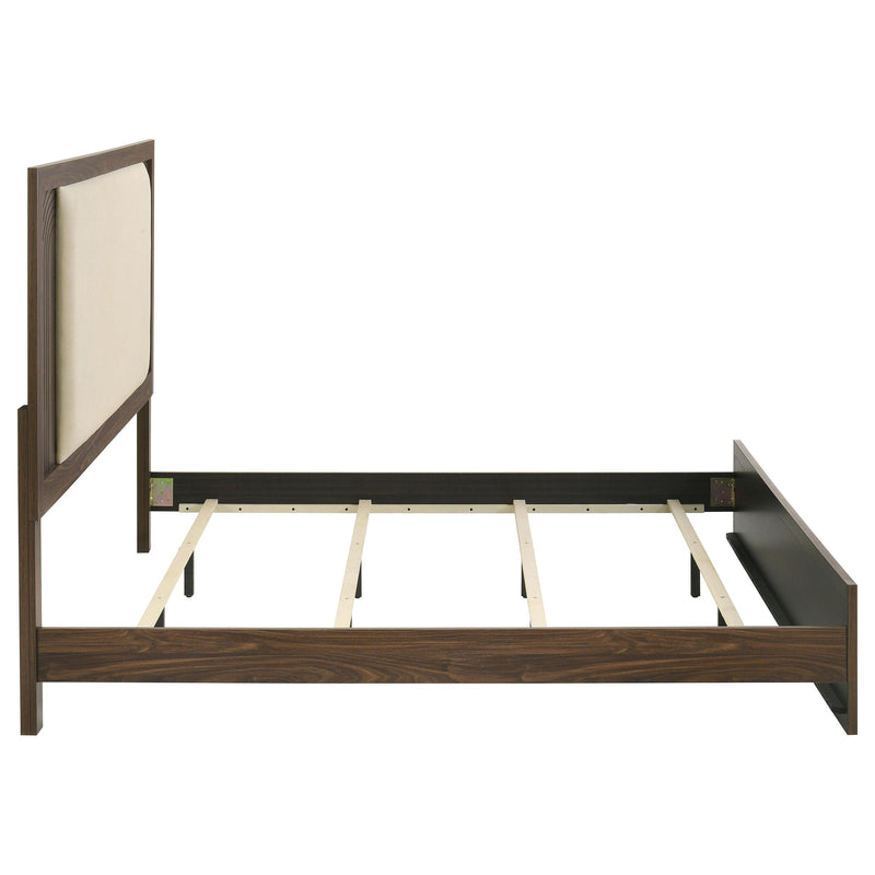 Etienne Eastern King Velvet Upholstered Panel Bed Walnut - 225121KE