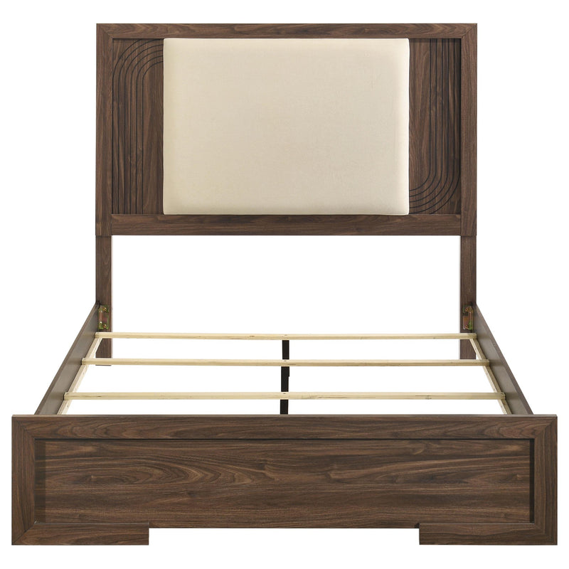 Etienne Queen Velvet Upholstered Panel Bed Walnut - 225121Q