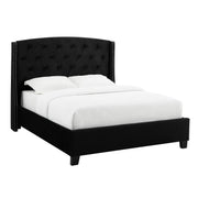 Eva Black Velvet Queen Upholstered Bed - Gate FurnitureQueen Bed