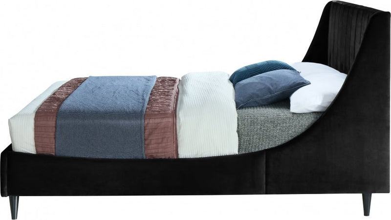 Eva Velvet King Bed Black - Gate FurnitureKing Bed