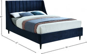 Eva Velvet King Bed Blue - Gate FurnitureKing Bed