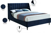 Eva Velvet King Bed Blue - Gate FurnitureKing Bed