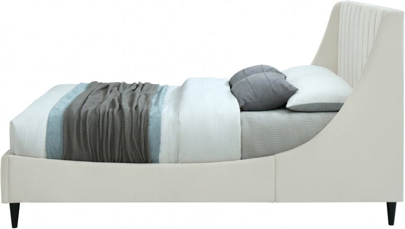Eva Velvet King Bed Cream - Gate FurnitureKing Bed