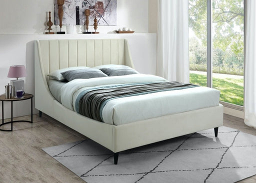Eva Velvet King Bed Cream - Gate FurnitureKing Bed