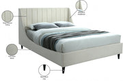 Eva Velvet Queen Bed Cream - Gate FurnitureQueen Bed