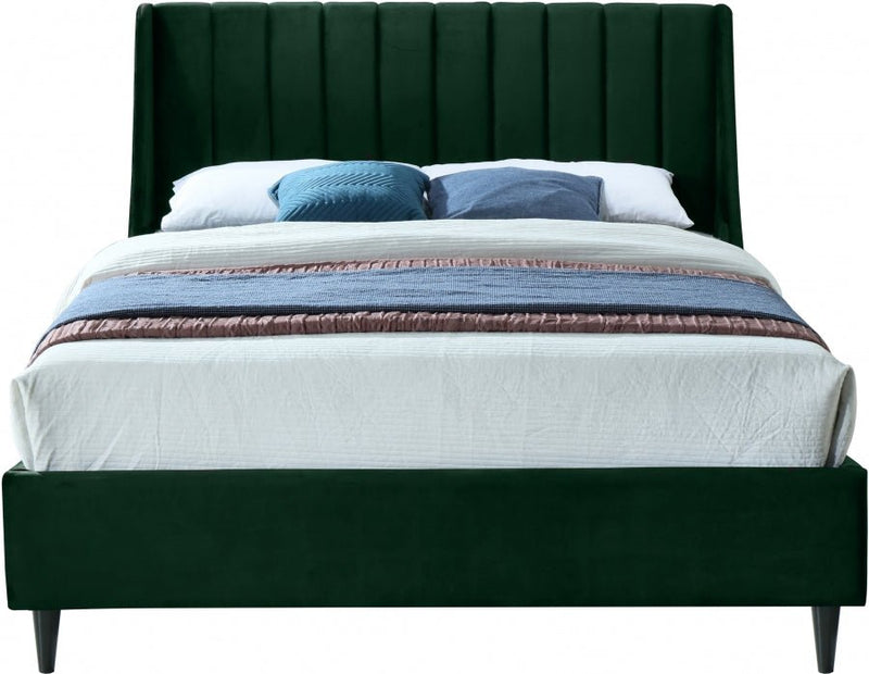 Eva Velvet Queen Bed Green - Gate FurnitureQueen Bed