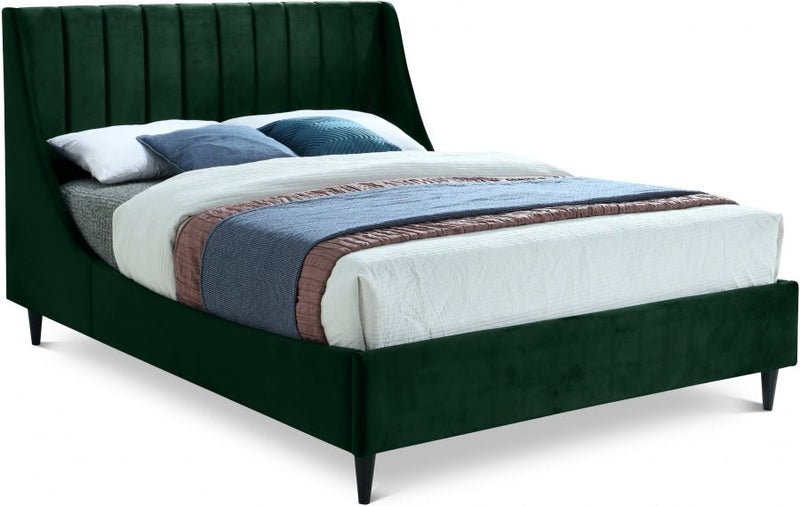 Eva Velvet Queen Bed Green - Gate FurnitureQueen Bed