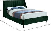 Eva Velvet Queen Bed Green - Gate FurnitureQueen Bed