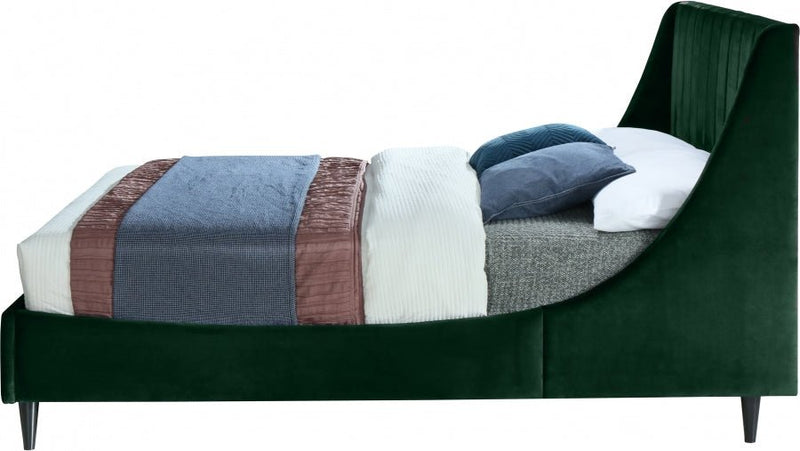 Eva Velvet Queen Bed Green - Gate FurnitureQueen Bed