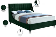 Eva Velvet Queen Bed Green - Gate FurnitureQueen Bed