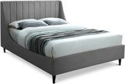Eva Velvet Queen Bed Grey - Gate FurnitureQueen Bed