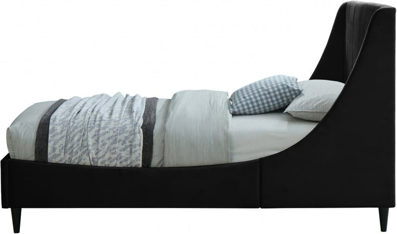 Eva Velvet Twin Bed Black - Gate FurnitureTwin Bed
