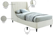 Eva Velvet Twin Bed Cream - Gate FurnitureTwin Bed