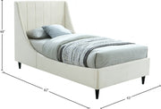 Eva Velvet Twin Bed Cream - Gate FurnitureTwin Bed