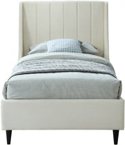 Eva Velvet Twin Bed Cream - Gate FurnitureTwin Bed