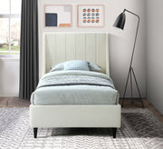 Eva Velvet Twin Bed Cream - Gate FurnitureTwin Bed