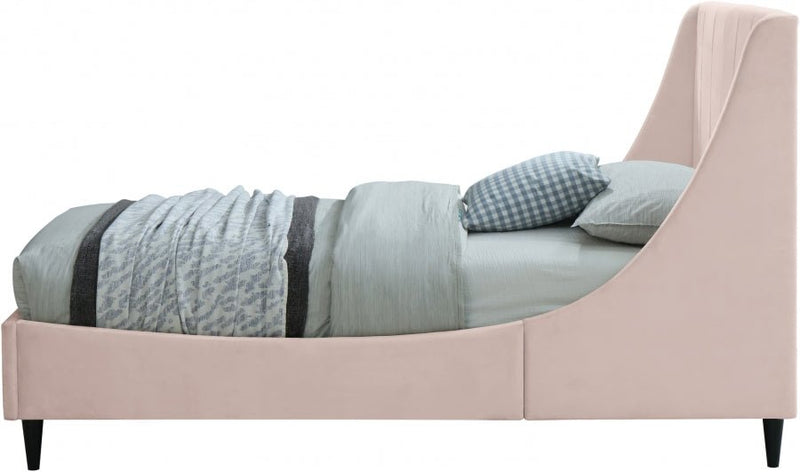 Eva Velvet Twin Bed Pink - Gate FurnitureTwin Bed