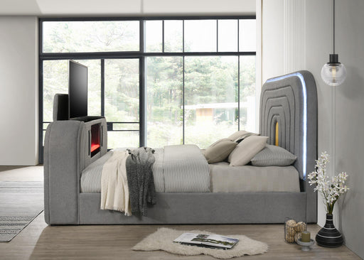 Evalyn King Bed W/ TV Stand & Fireplace (Grey) - B847-King