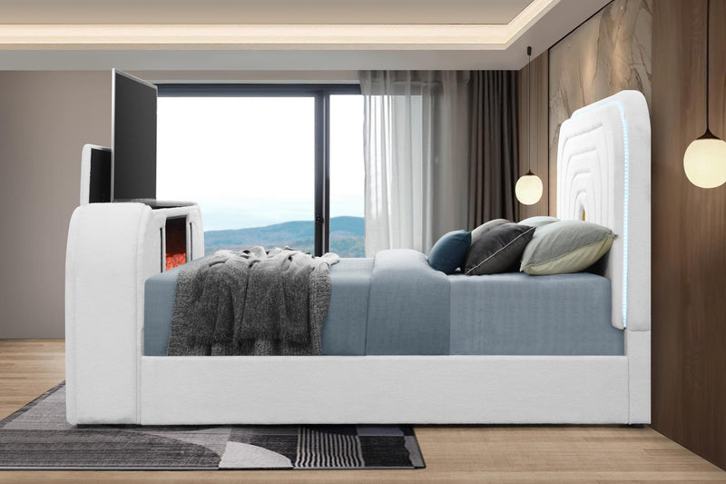 Evalyn King Bed W/ TV Stand & Fireplace (White) - B846-King