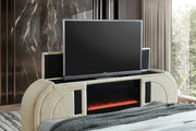 Evalyn Queen Bed W/ TV Stand & Fireplace (Beige) - B848-Queen