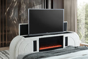 Evalyn Queen Bed W/ TV Stand & Fireplace (White) - B846-Queen