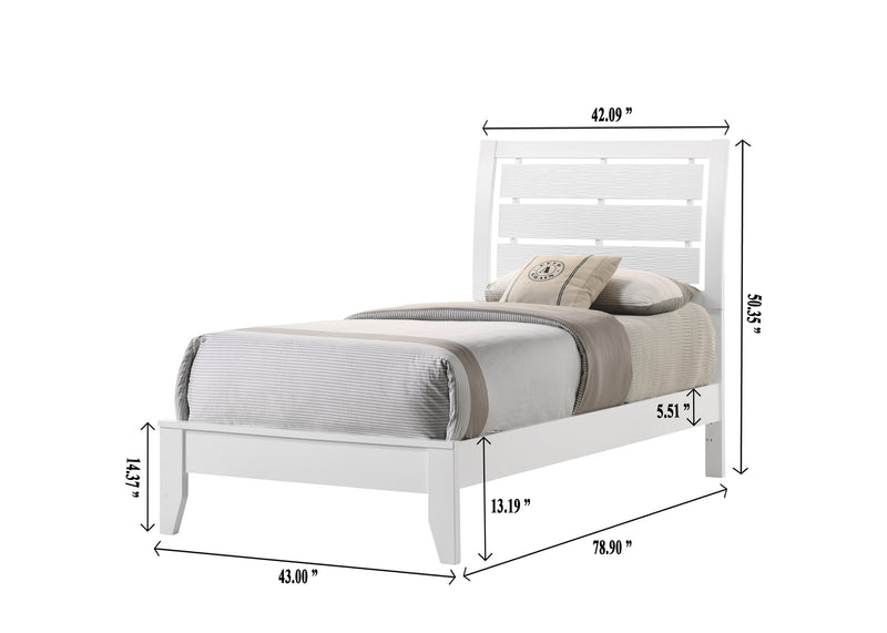 Evan White Twin Panel Bed - Gate FurnitureTwin Bed