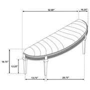 Evangeline Curved Fabric Upholstered Bench Silver Oak - 223396