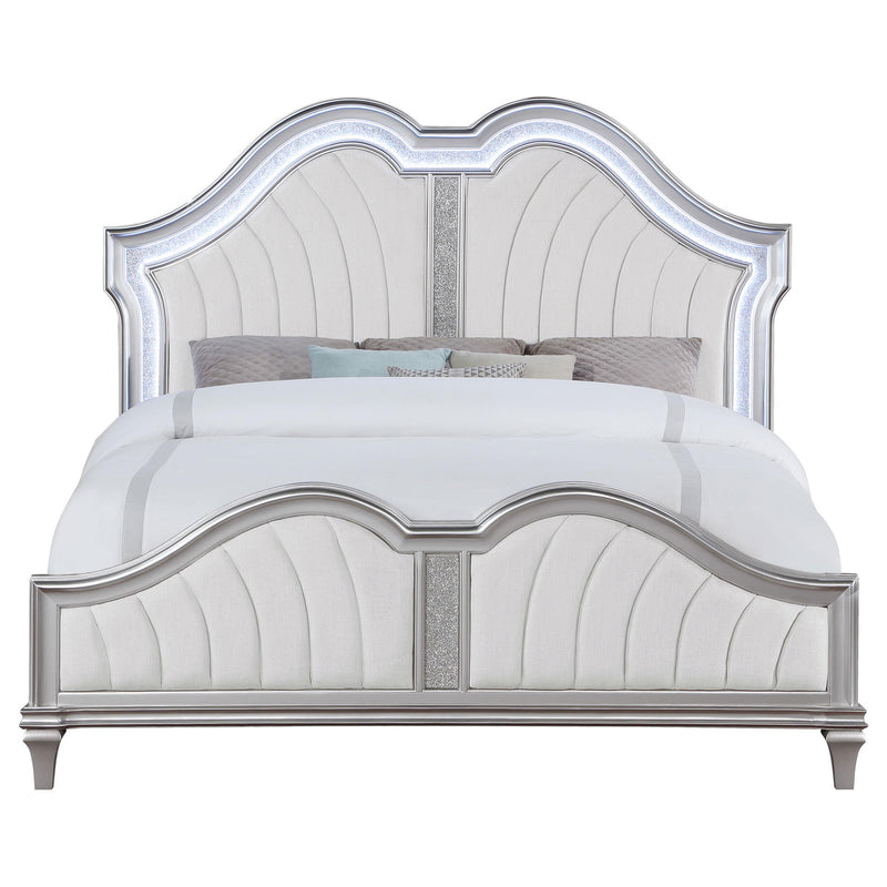 Evangeline Wood Eastern King LED Panel Bed Silver Oak - 223391KE