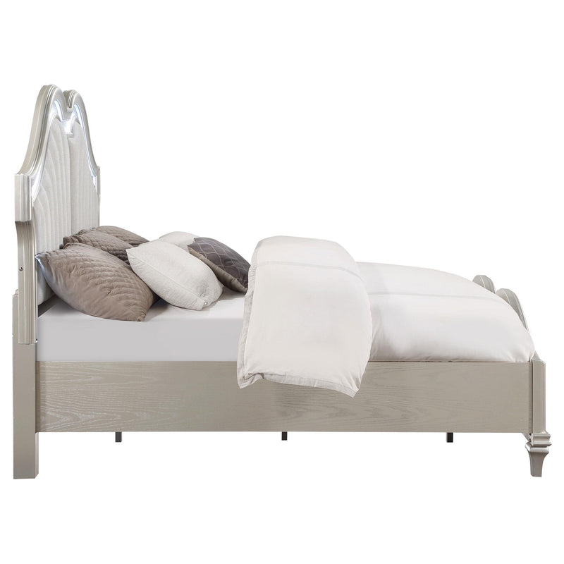 Evangeline Wood Eastern King LED Panel Bed Silver Oak - 223391KE