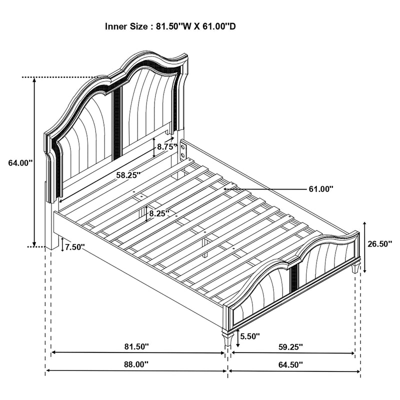Evangeline Wood Queen LED Panel Bed Silver Oak - 223391Q