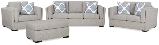 Evansley Sofa, Loveseat, Chair and Ottoman in Pewter - PKG019301