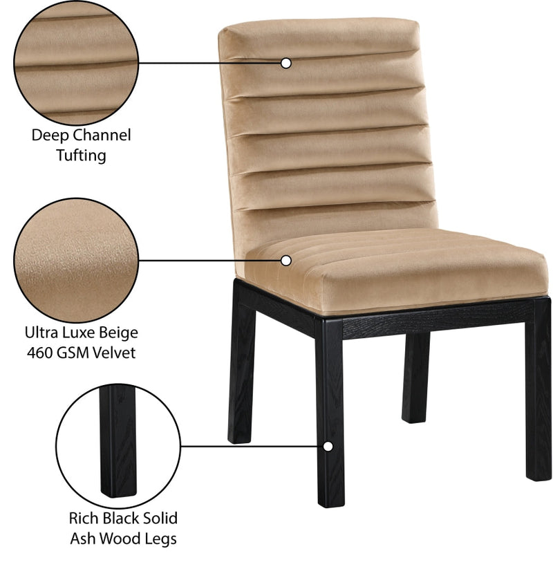 Evelyn Velvet Upholstered Dining Chair in Beige - 902Beige-C