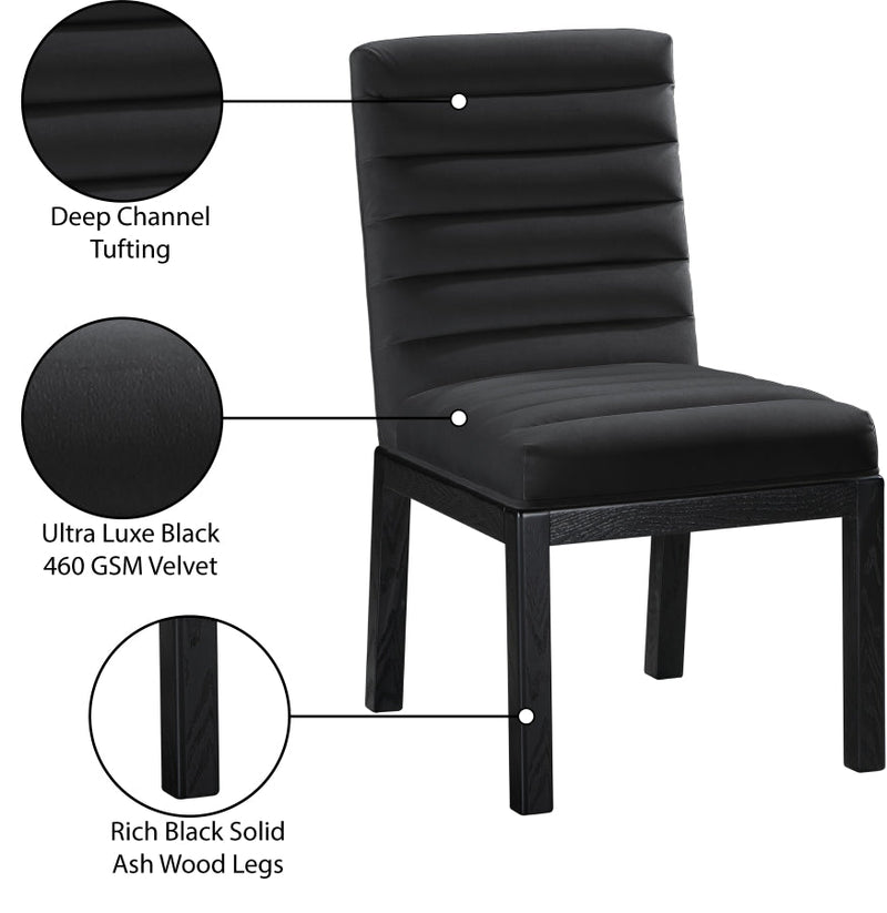 Evelyn Velvet Upholstered Dining Chair in Black - 902Black-C