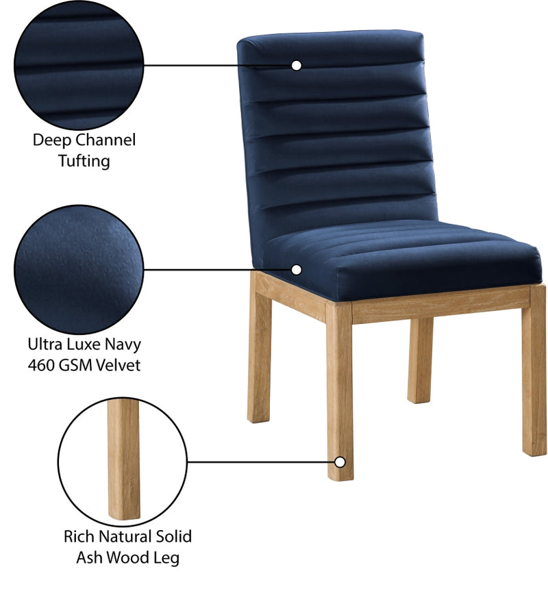 Evelyn Velvet Upholstered Dining Chair in Blue - 901Navy-C