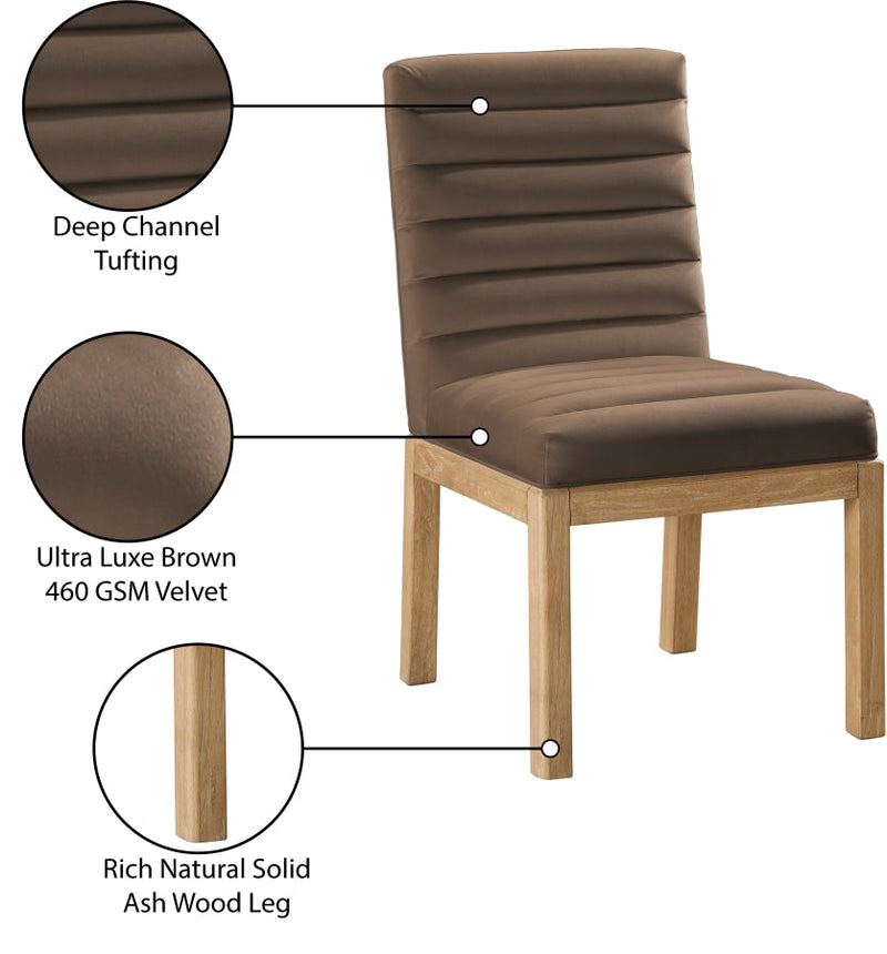 Evelyn Velvet Upholstered Dining Chair in Brown - 901Brown-C