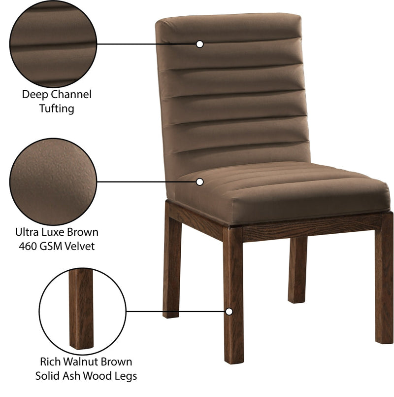 Evelyn Velvet Upholstered Dining Chair in Brown - 903Brown-C