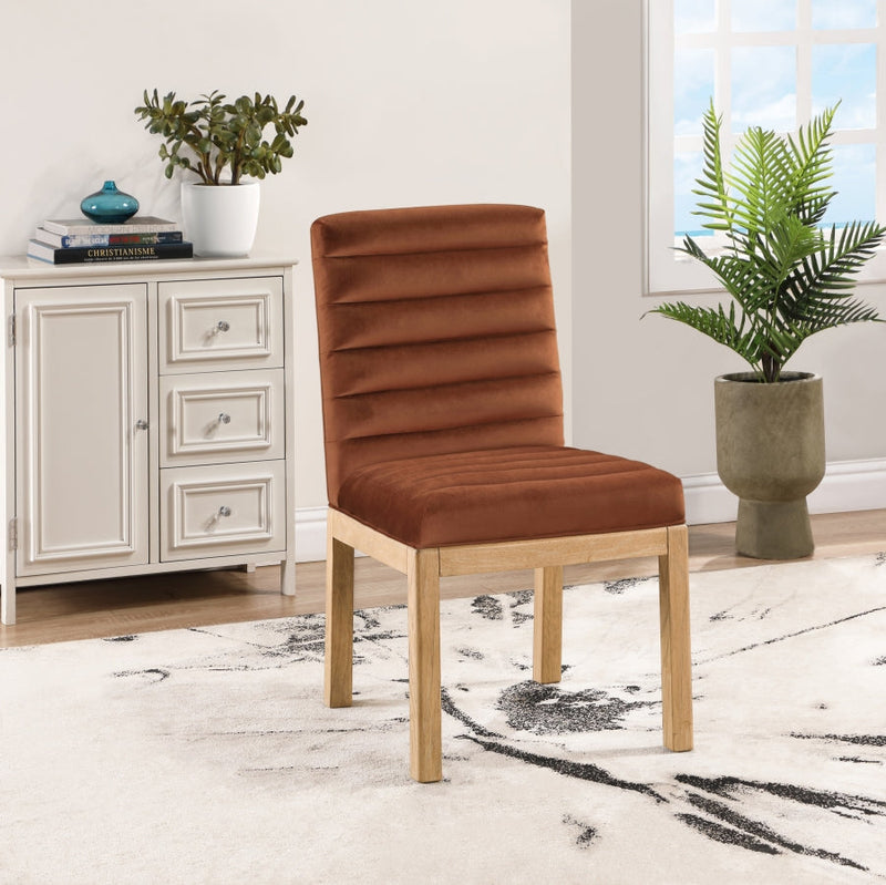 Evelyn Velvet Upholstered Dining Chair in Cognac - 901Cognac-C