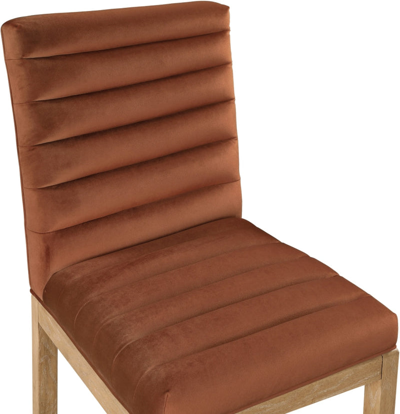 Evelyn Velvet Upholstered Dining Chair in Cognac - 901Cognac-C