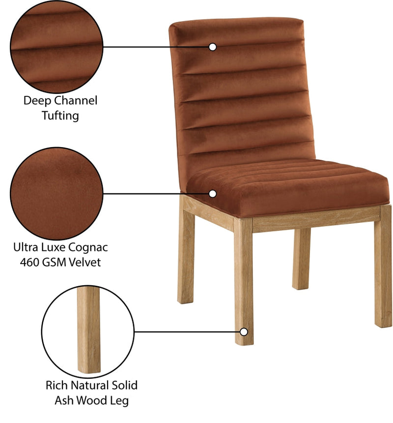 Evelyn Velvet Upholstered Dining Chair in Cognac - 901Cognac-C