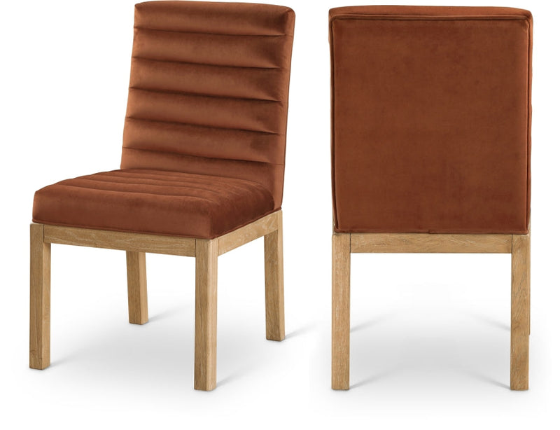 Evelyn Velvet Upholstered Dining Chair in Cognac - 901Cognac-C