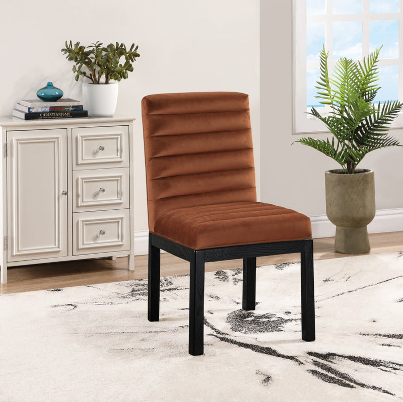 Evelyn Velvet Upholstered Dining Chair in Cognac - 902Cognac-C