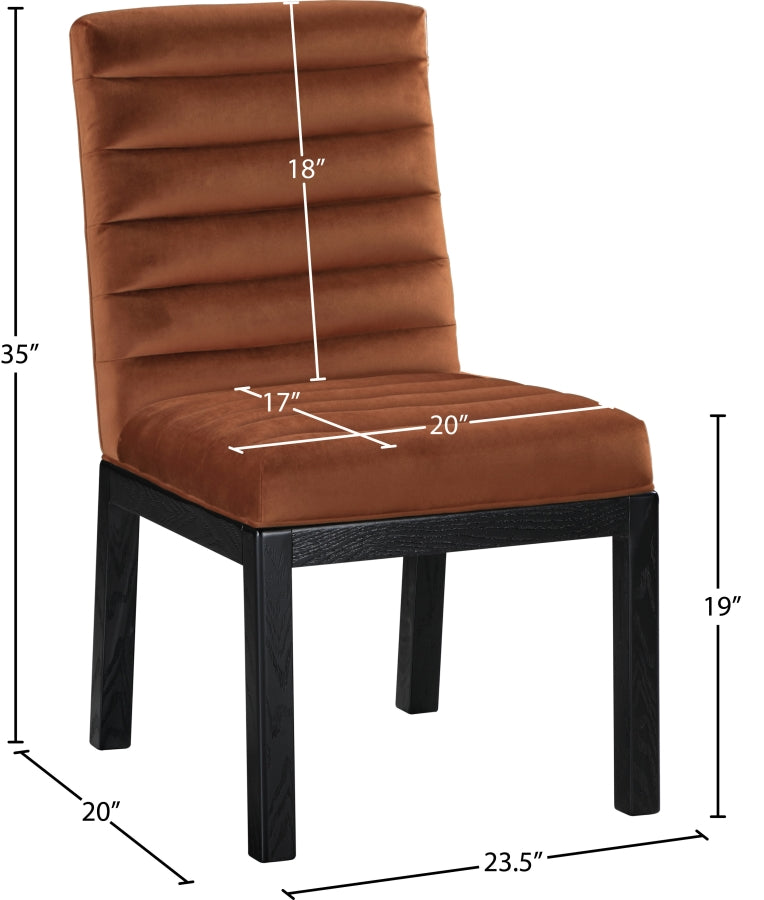 Evelyn Velvet Upholstered Dining Chair in Cognac - 902Cognac-C